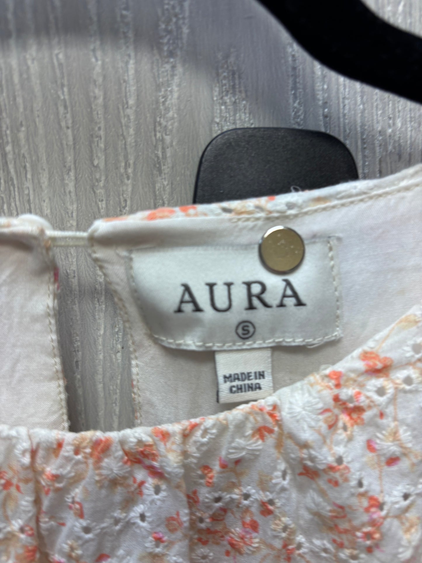 Dress Casual Short By Aura In Cream & Orange, Size: S