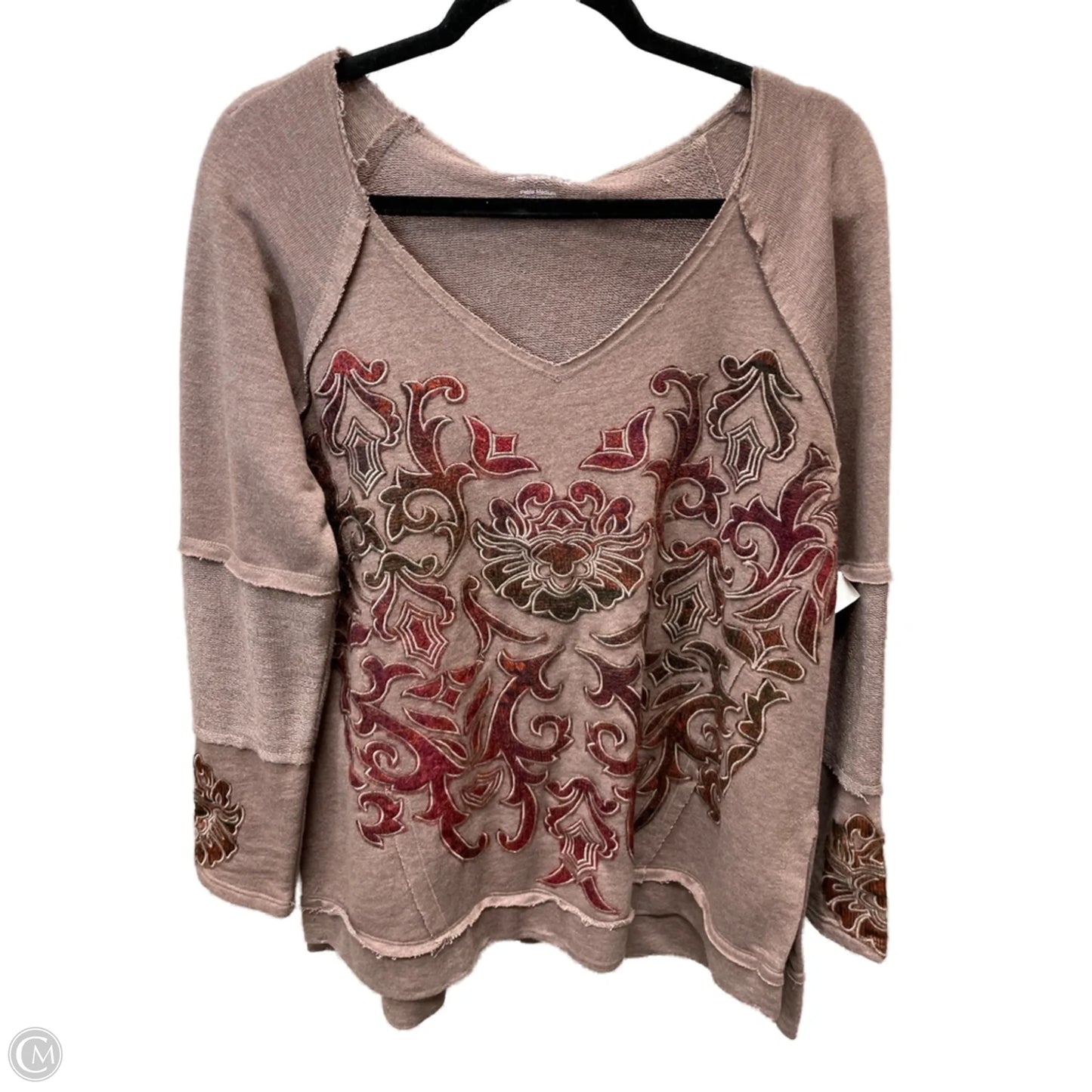 Top Long Sleeve By Soft Surroundings In Brown & Red, Size: M