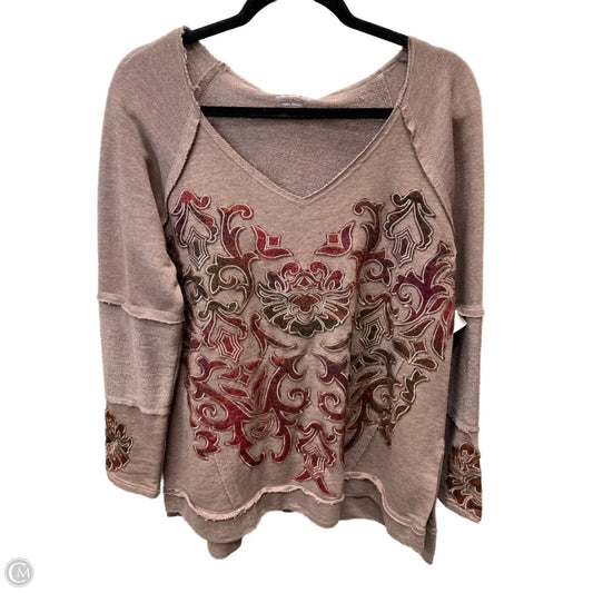 Top Long Sleeve By Soft Surroundings In Brown & Red, Size: M