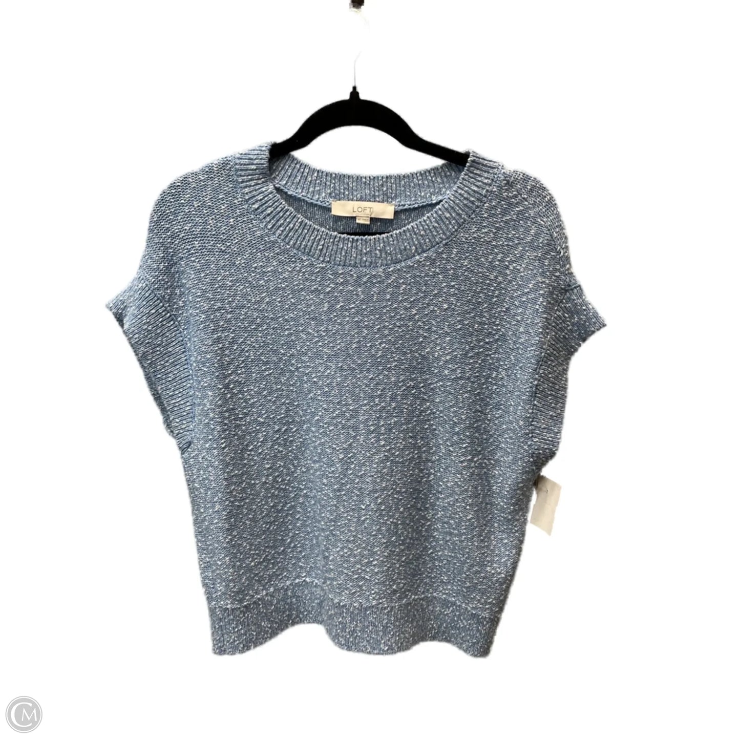 Sweater Short Sleeve By Loft In Blue & White, Size: Xs