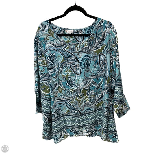Top 3/4 Sleeve By Avenue In Nautical Print, Size: 4x