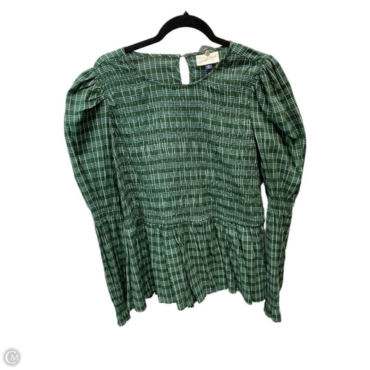 Top Long Sleeve By Universal Thread In Green & White, Size: 1x