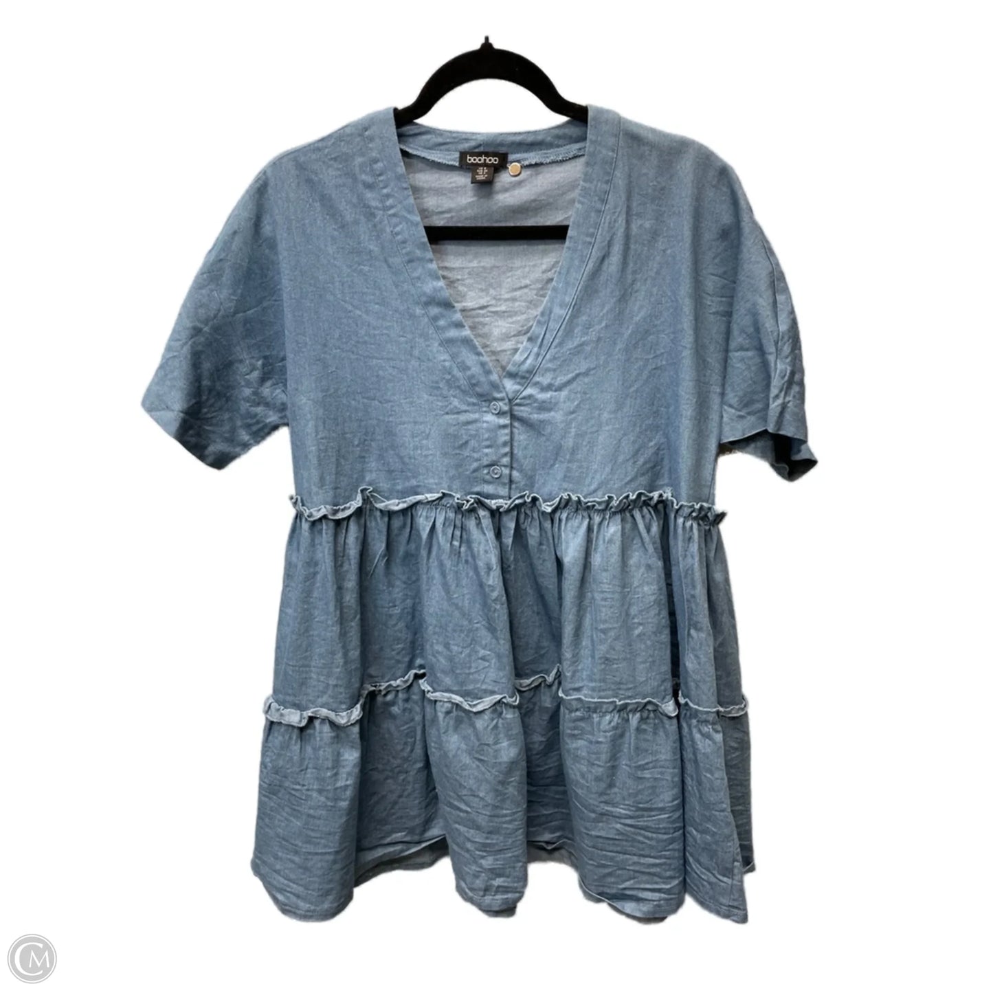 Dress Casual Short By Boohoo Boutique In Blue Denim, Size: S