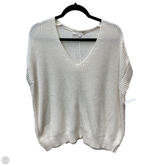 Sweater Short Sleeve By Loft In Cream, Size: Xs