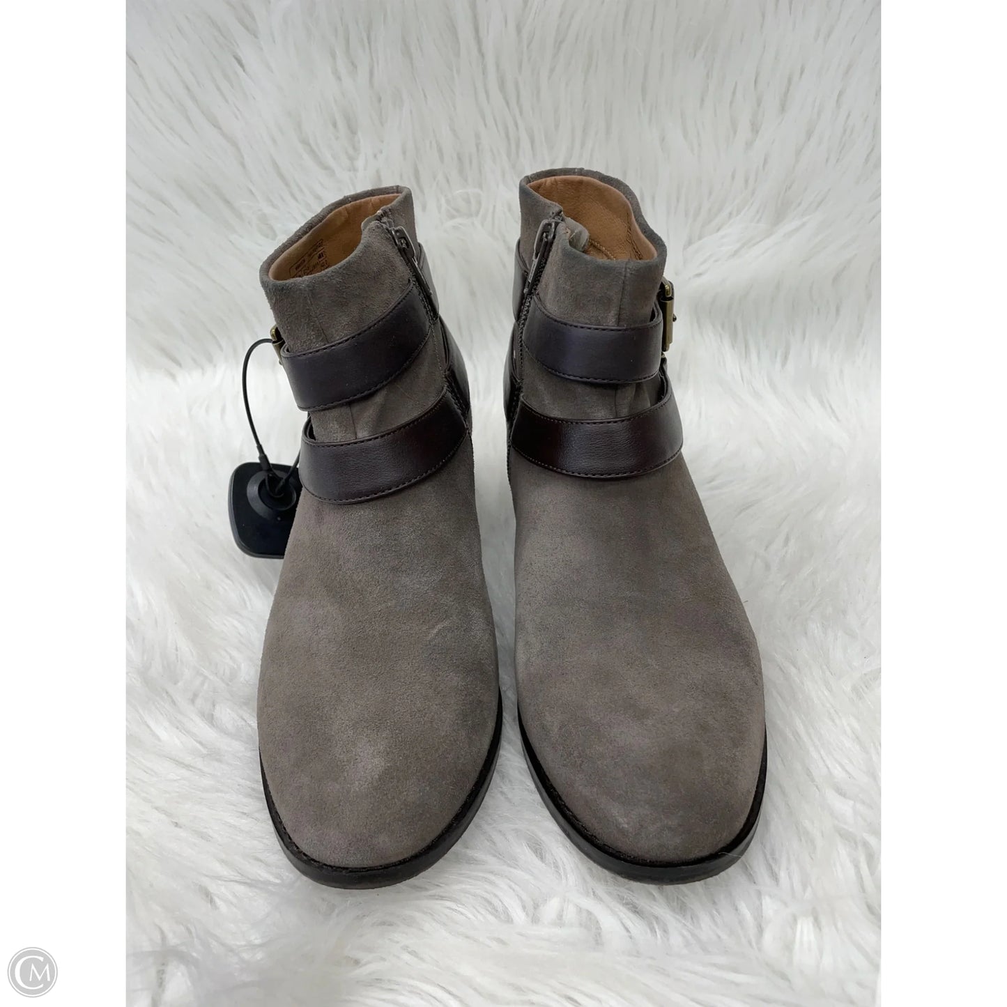 Boots Ankle Heels By Vionic In Brown & Grey, Size: 7.5