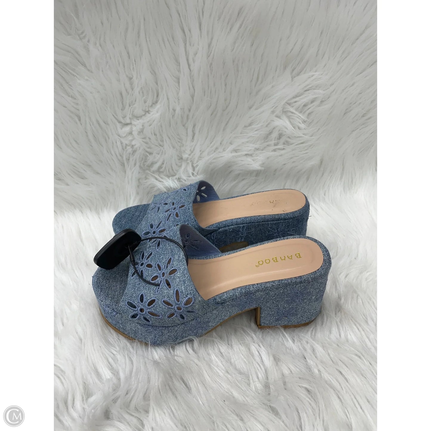 Sandals Heels Block By Bamboo In Blue Denim, Size: 6