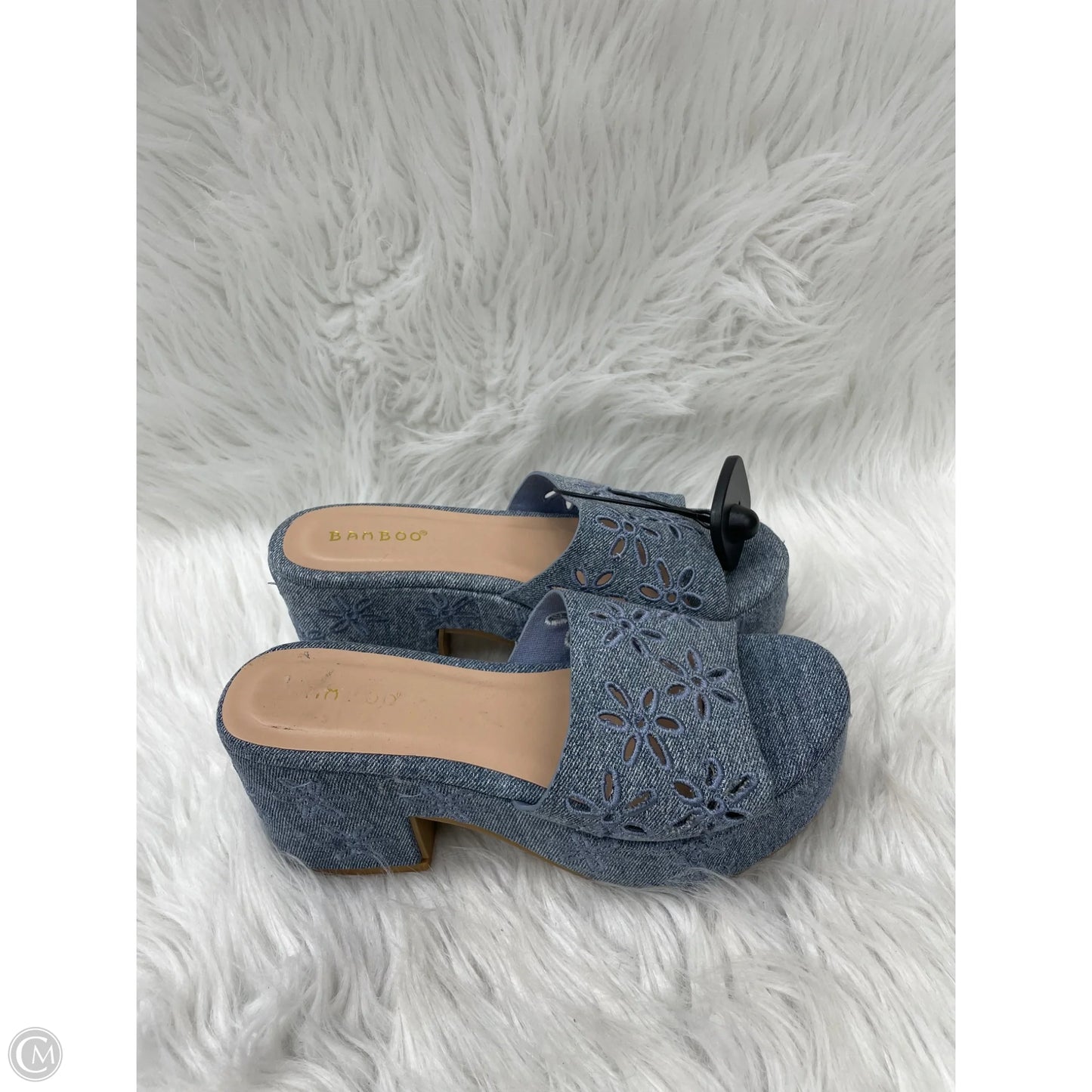 Sandals Heels Block By Bamboo In Blue Denim, Size: 6