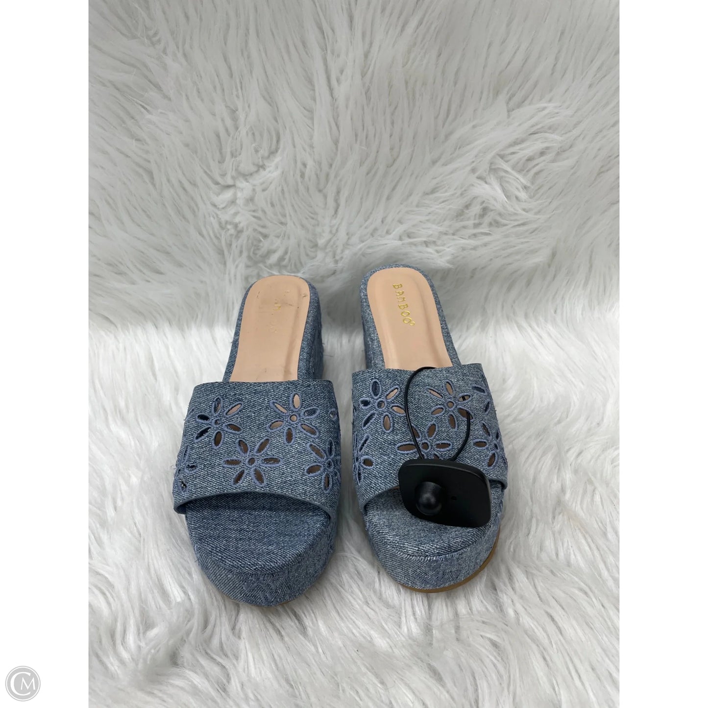 Sandals Heels Block By Bamboo In Blue Denim, Size: 6