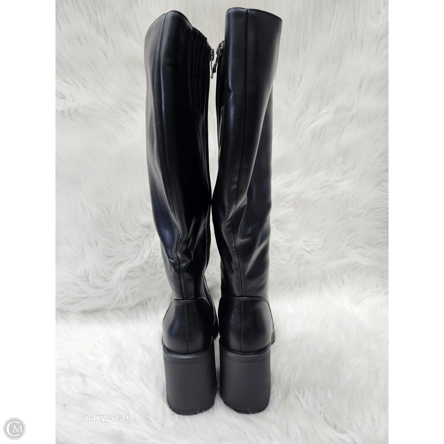 Boots Mid-calf Heels By Clothes Mentor In Black, Size: 8.5