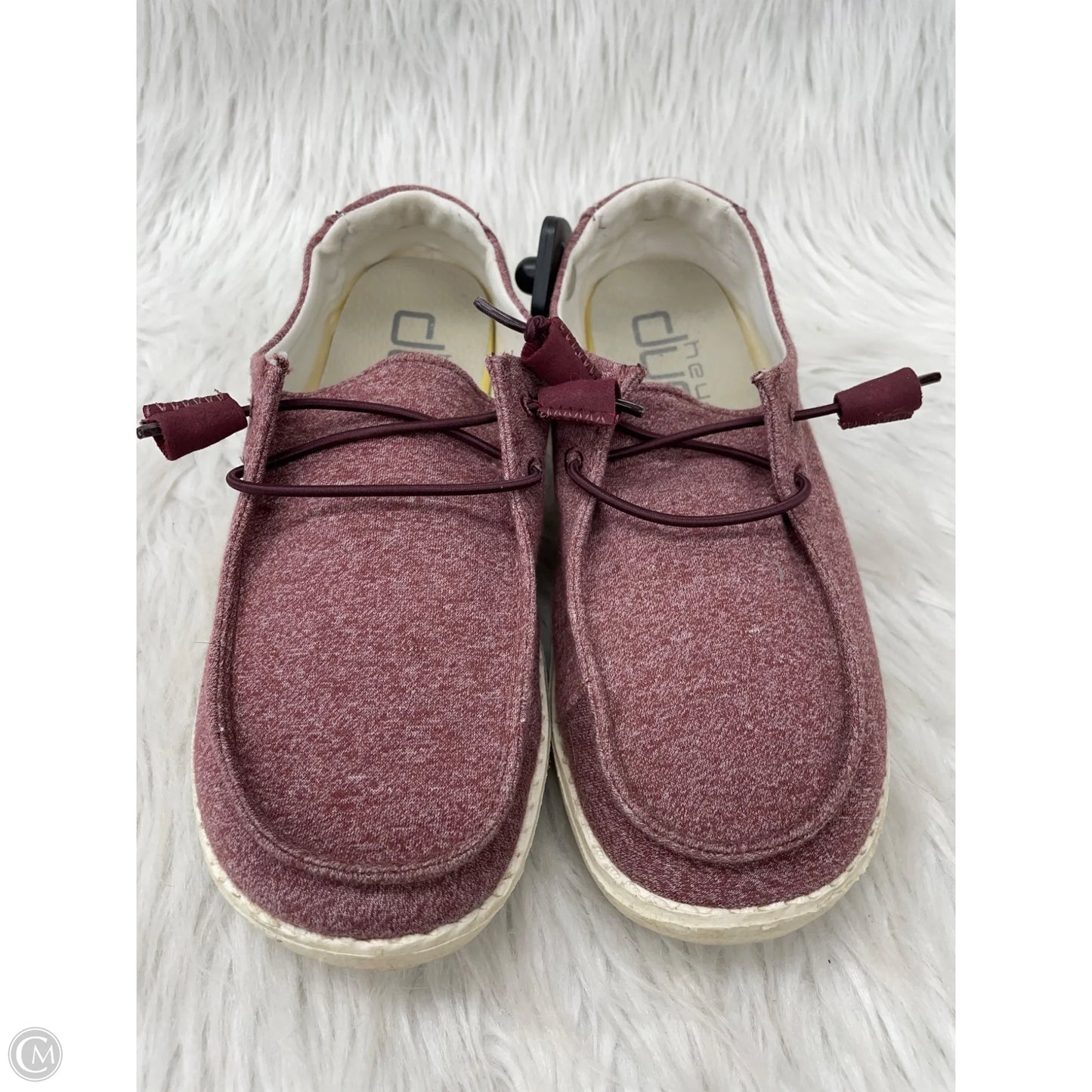 Shoes Flats By Hey Dude In Maroon, Size: 6.5