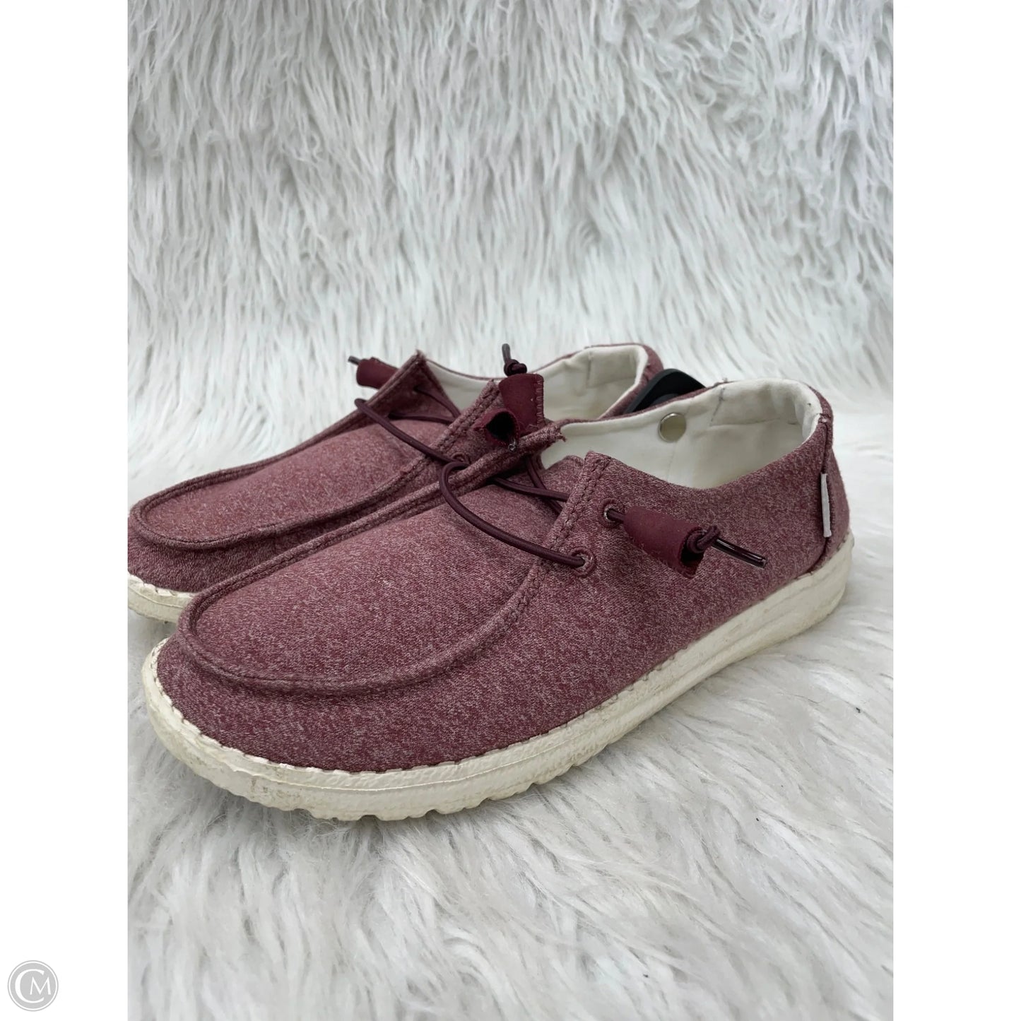 Shoes Flats By Hey Dude In Maroon, Size: 6.5