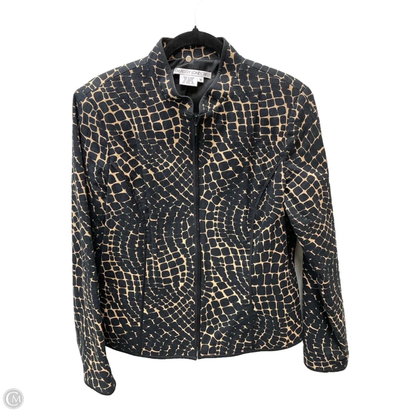 Blazer By Maggy London In Black & Gold, Size: L