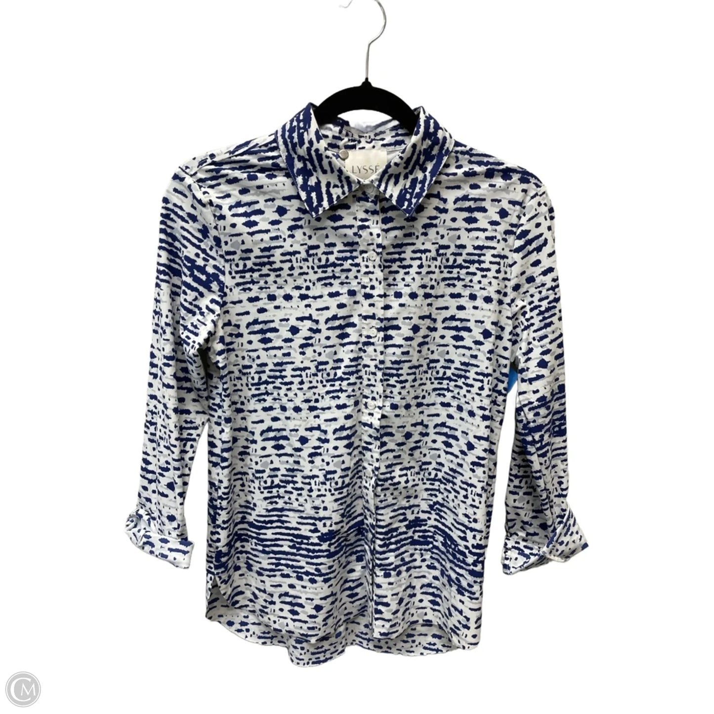 Top Long Sleeve By Lysse In Blue & White, Size: Xs