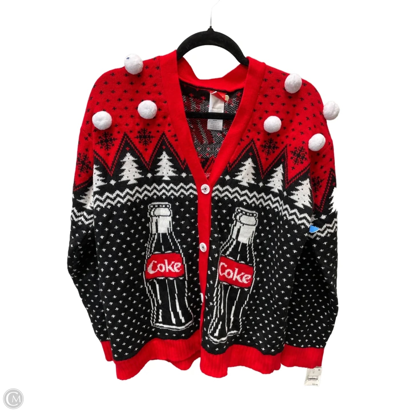 Sweater Cardigan By coca-cola  In Black & Red, Size: M