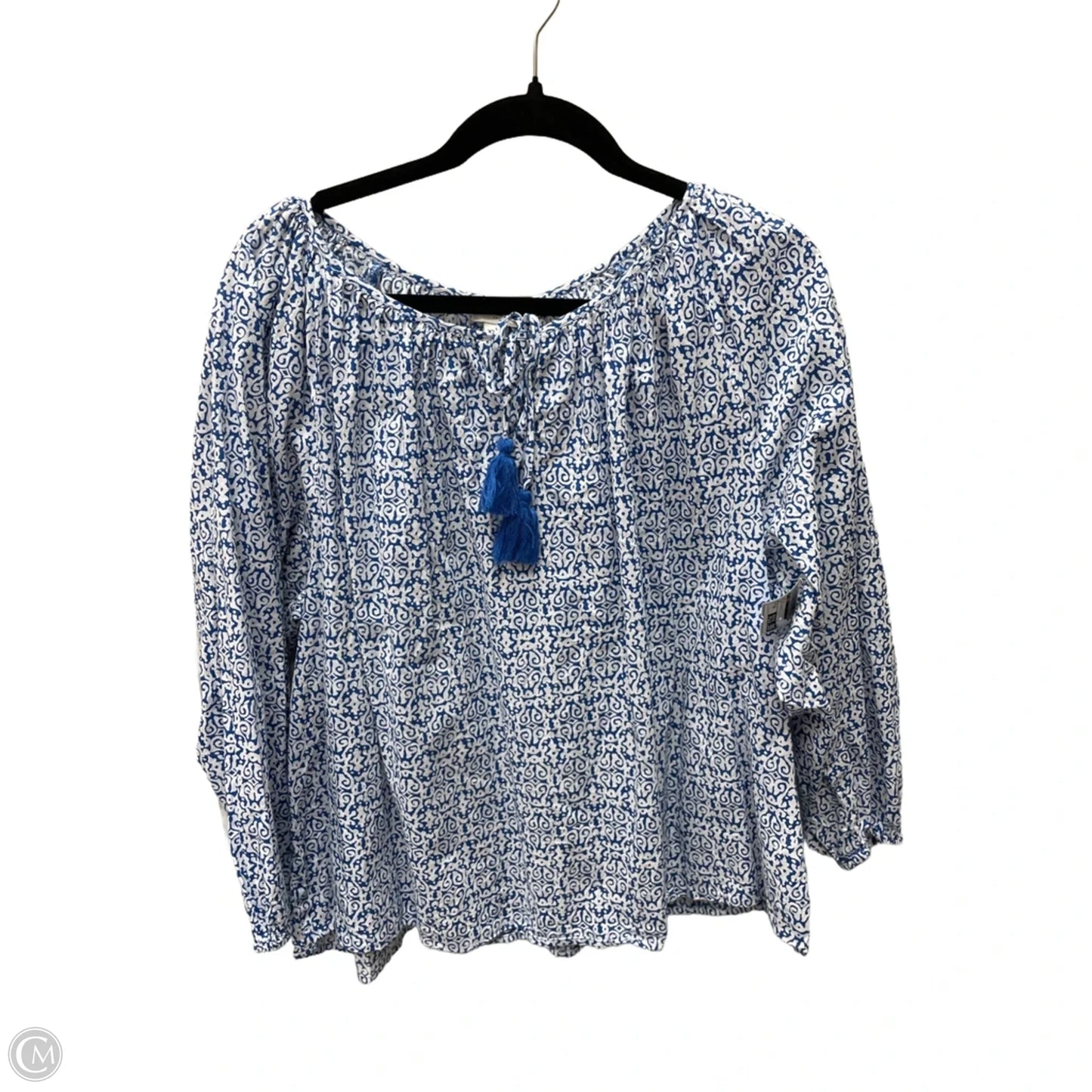 Top Long Sleeve By J. Crew In Blue & White, Size: 2x