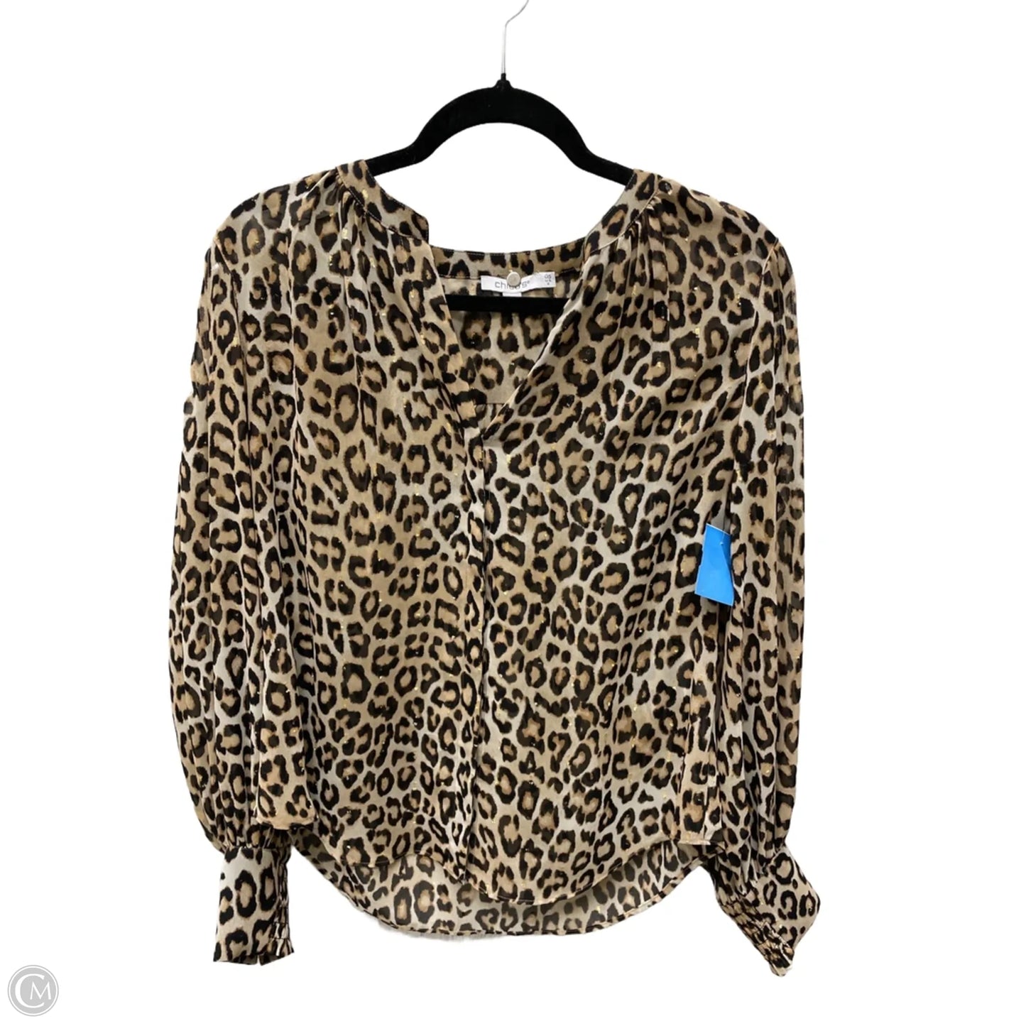Blouse Long Sleeve By Chicos In Animal Print, Size: S