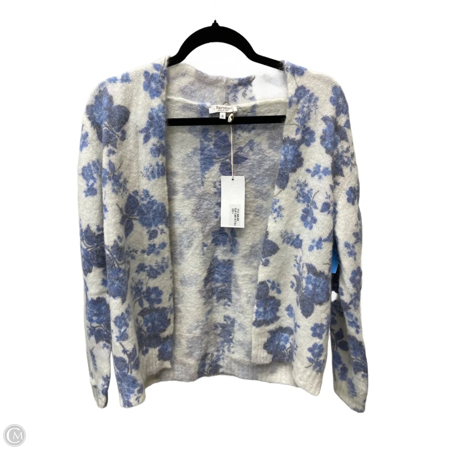 Sweater Cardigan By Bartolini In Blue & White, Size: S