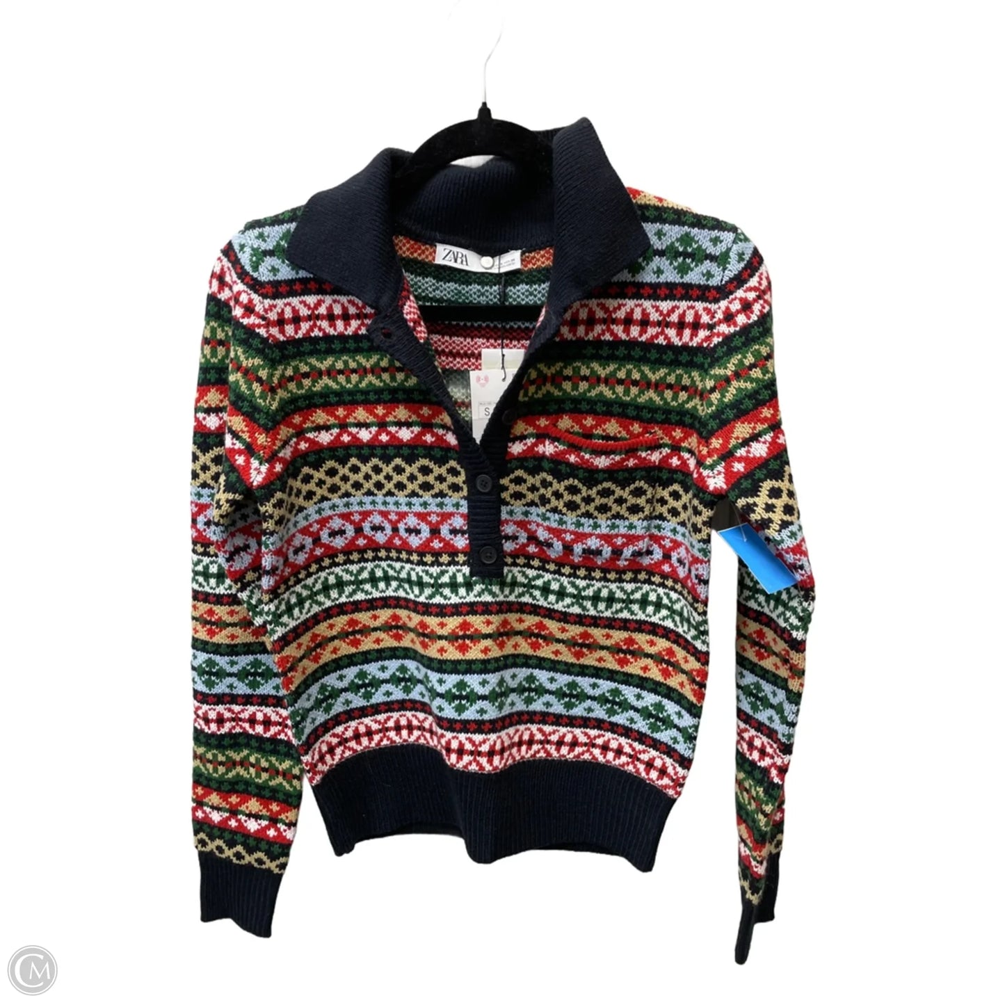 Sweater By Zara In Blue & Red, Size: S