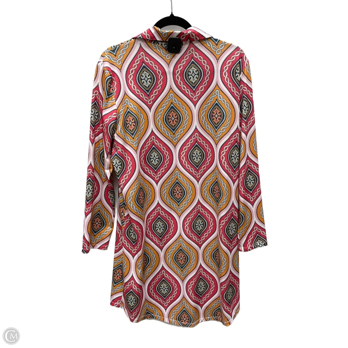 Dress Casual Midi By Clothes Mentor In Pink & Yellow, Size: L