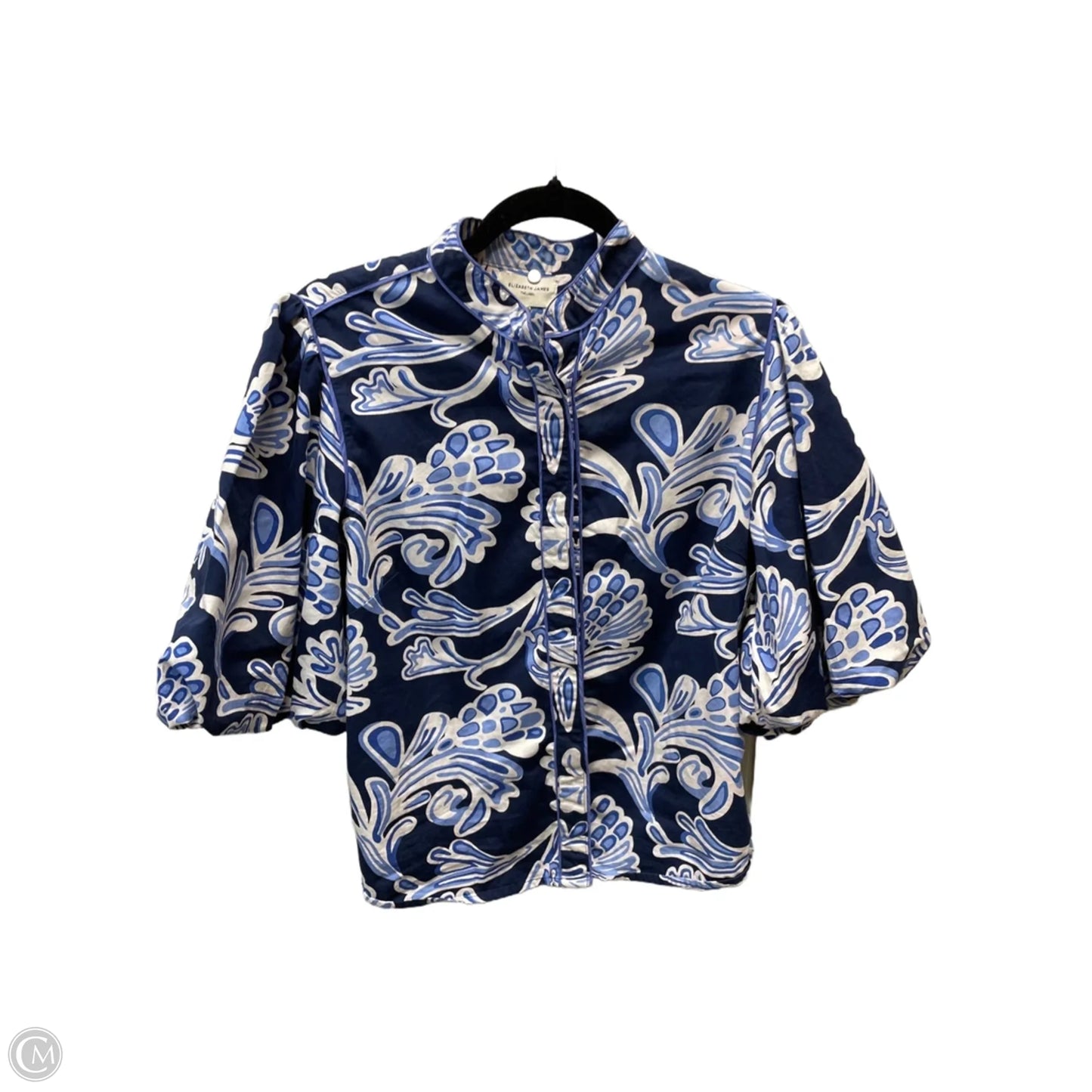 Top Short Sleeve By Elizabeth And James In Blue & White, Size: L