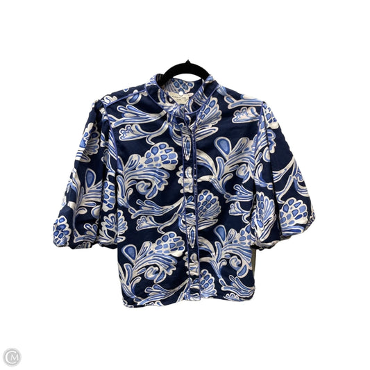 Top Short Sleeve By Elizabeth And James In Blue & White, Size: L