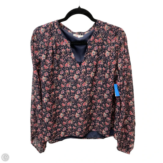 Blouse Long Sleeve By Faherty In Floral Print, Size: L