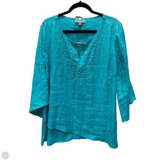 Top 3/4 Sleeve By Jm Collections In Blue, Size: Xl