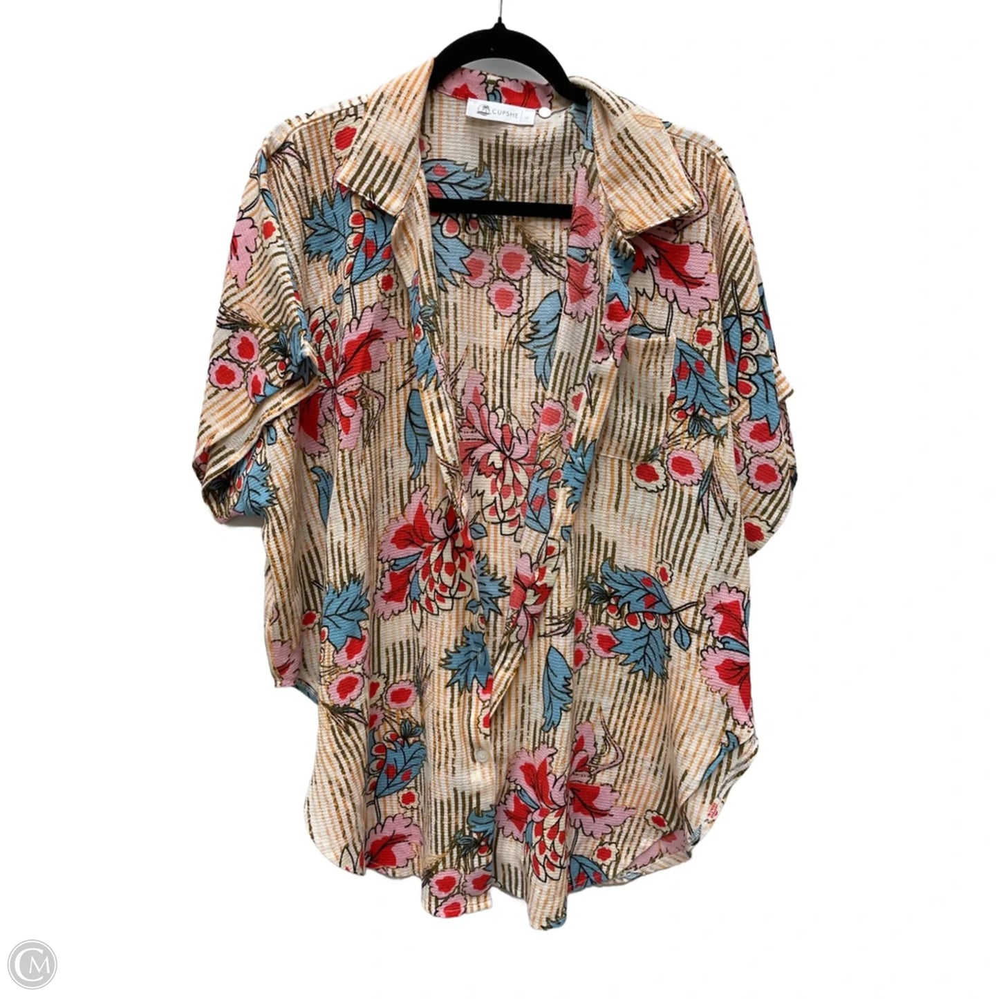 Top Short Sleeve By Cupshe In Floral Print, Size: L