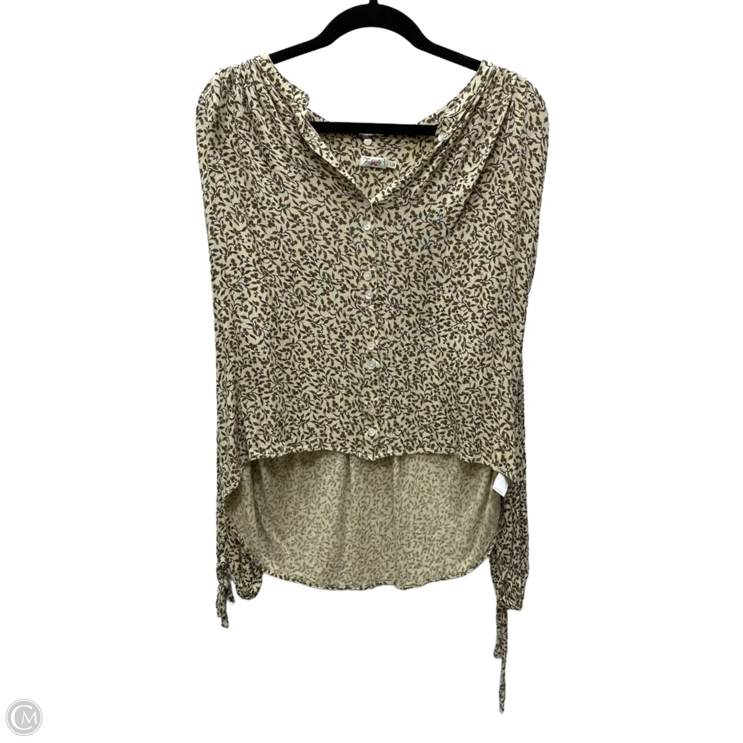 Top Long Sleeve By Faherty In Brown & Cream, Size: L