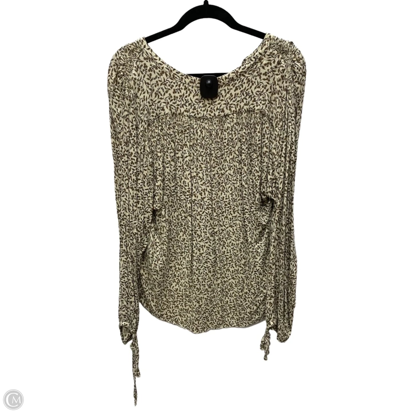 Top Long Sleeve By Faherty In Brown & Cream, Size: L