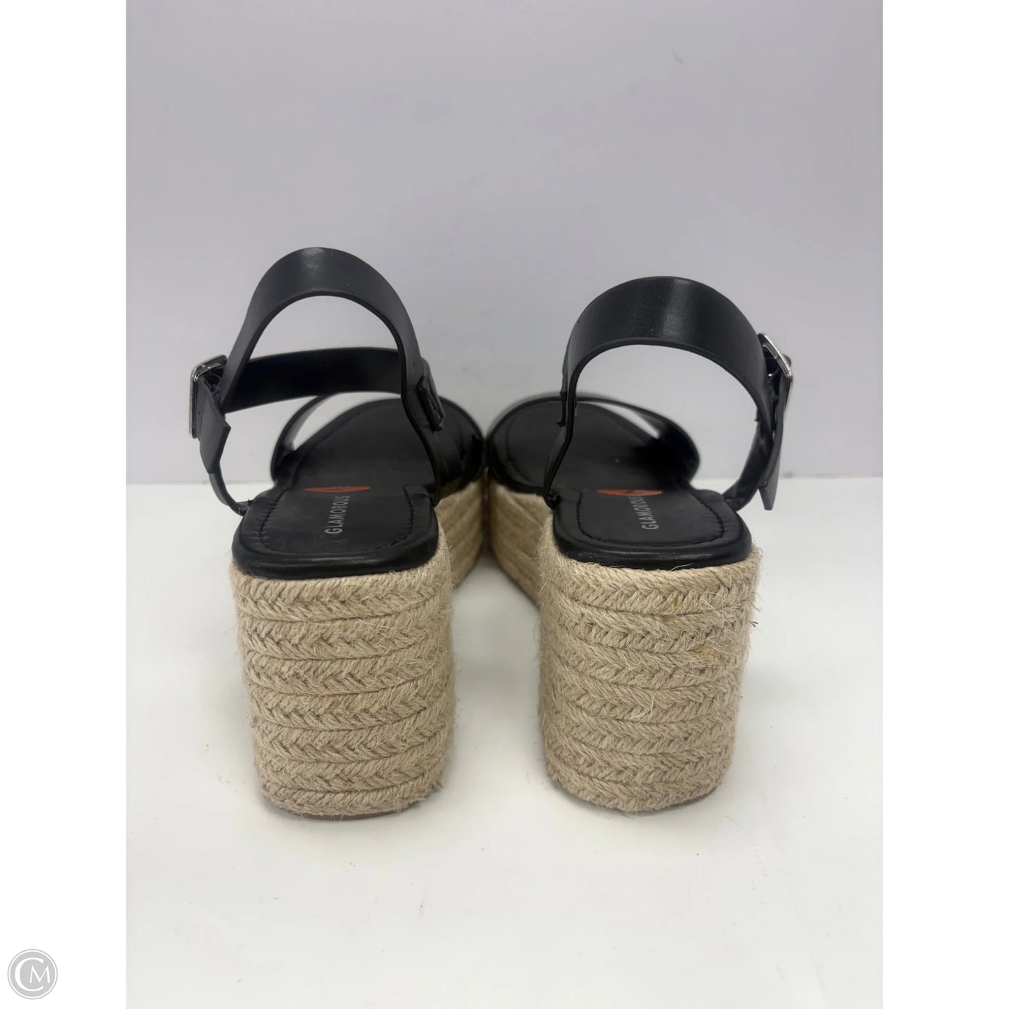 Sandals Heels Wedge By Glamorous In Black, Size: 7