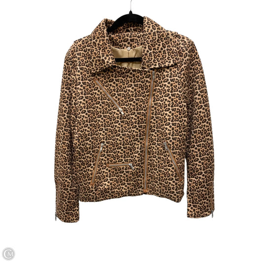 Jacket Moto By Clothes Mentor In Animal Print, Size: L