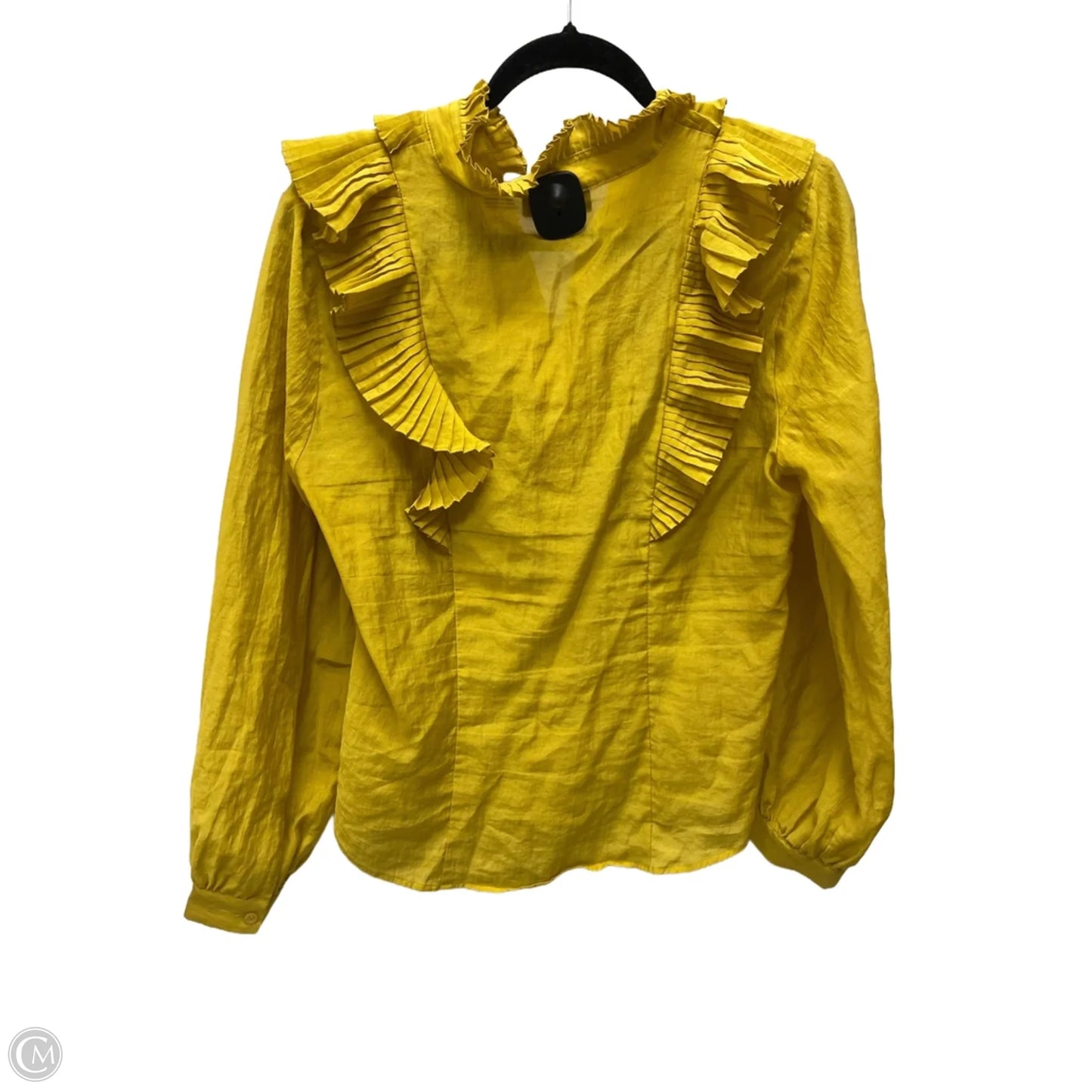 Top Long Sleeve Designer By Karl Lagerfeld In Yellow, Size: L