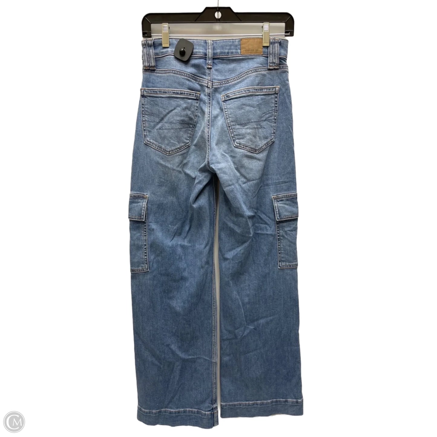 Jeans Wide Leg By American Eagle In Blue Denim, Size: 0