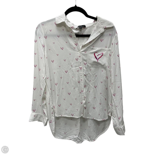 Top Long Sleeve By Velvet Heart In Pink & White, Size: L