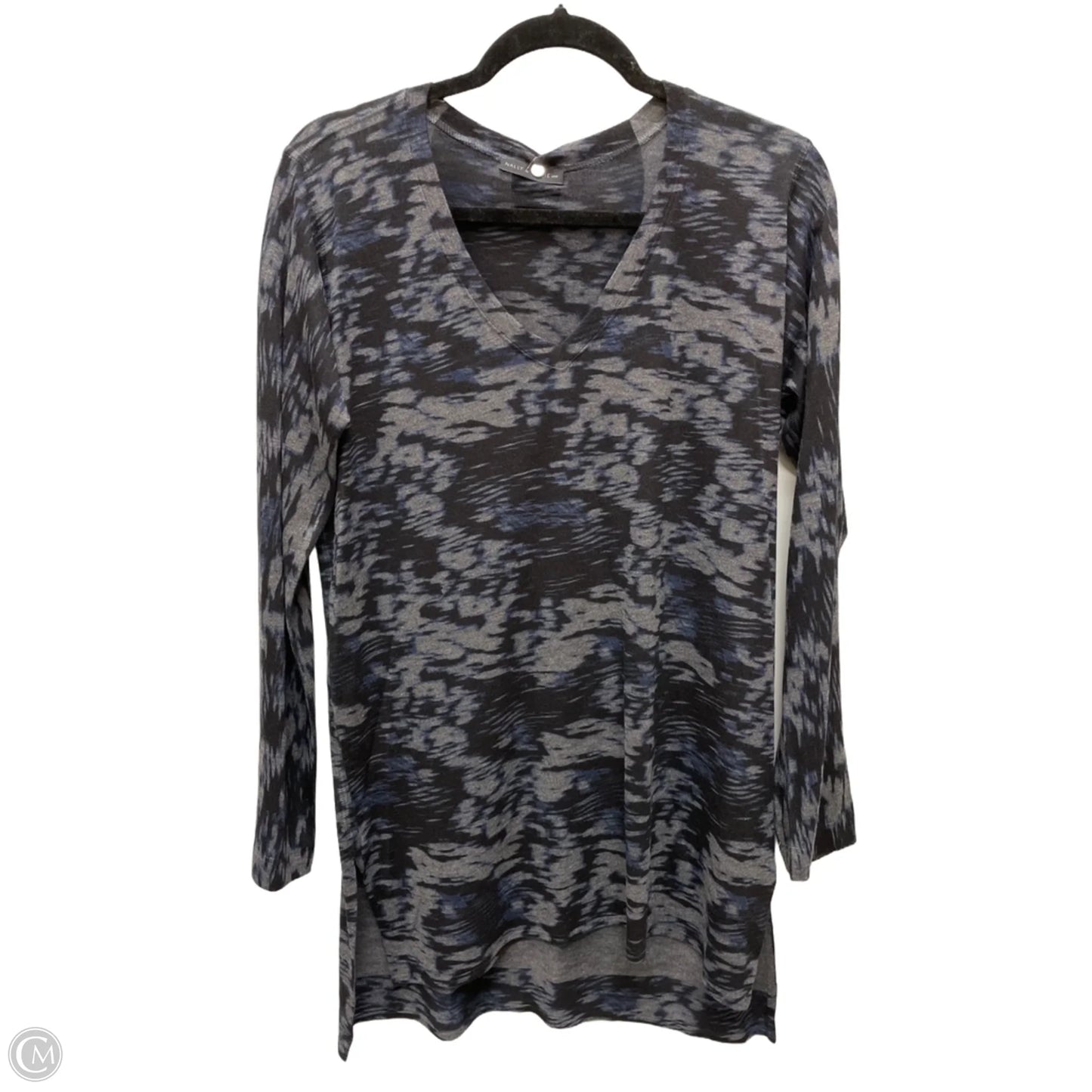 Top Long Sleeve By Nally And Millie In Black & Blue, Size: S
