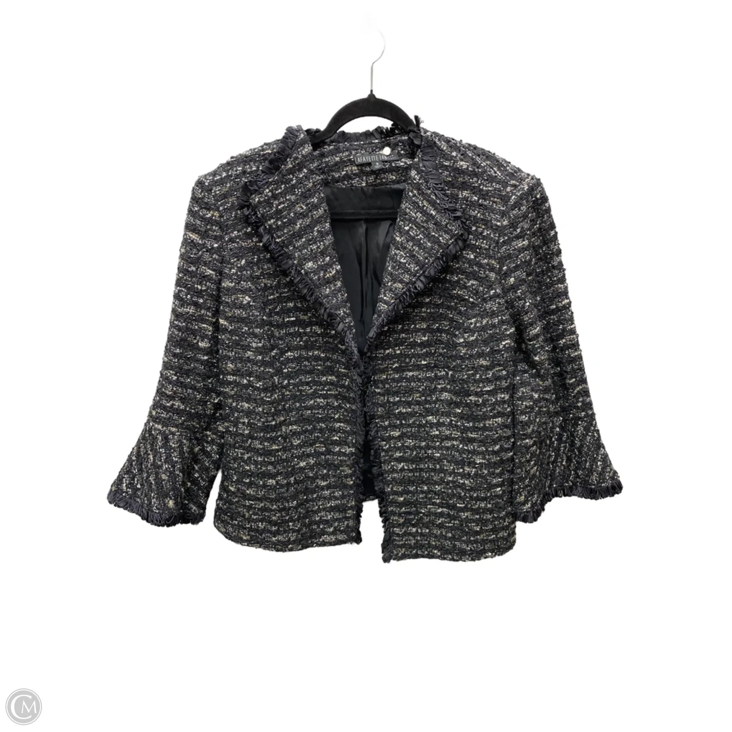 Blazer Designer By Lafayette 148 In Black & Gold, Size: Xl