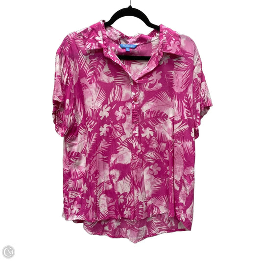 Top Short Sleeve By Clothes Mentor In Pink & White, Size: Xl