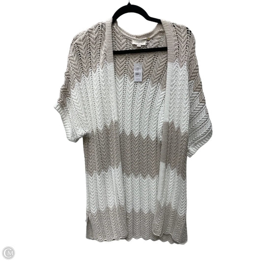 Sweater Cardigan By Loft In Tan & White, Size: Xs