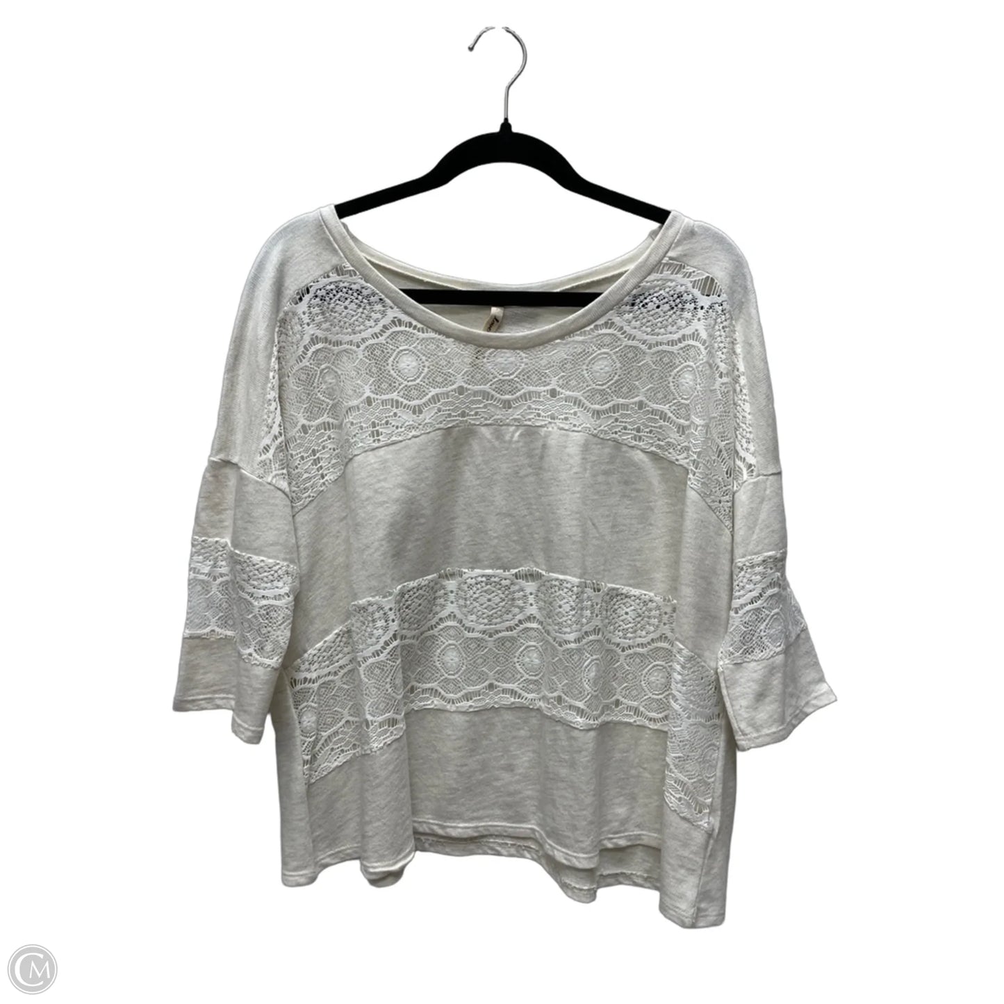 Top Short Sleeve By Clothes Mentor In Cream, Size: L
