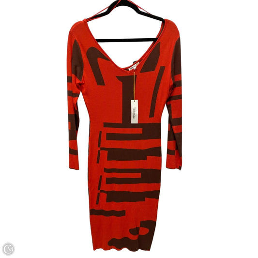 Dress Casual Midi By Clothes Mentor In Brown & Orange, Size: L
