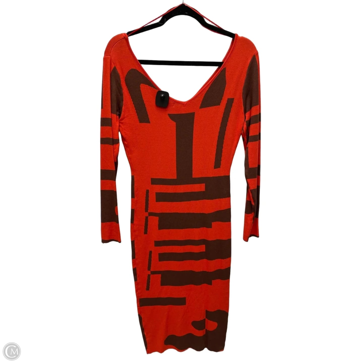 Dress Casual Midi By Clothes Mentor In Brown & Orange, Size: L