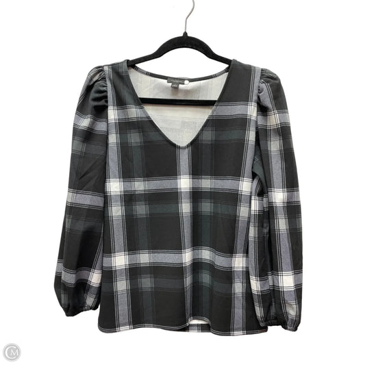 Top Long Sleeve By Ann Taylor In Plaid Pattern, Size: S