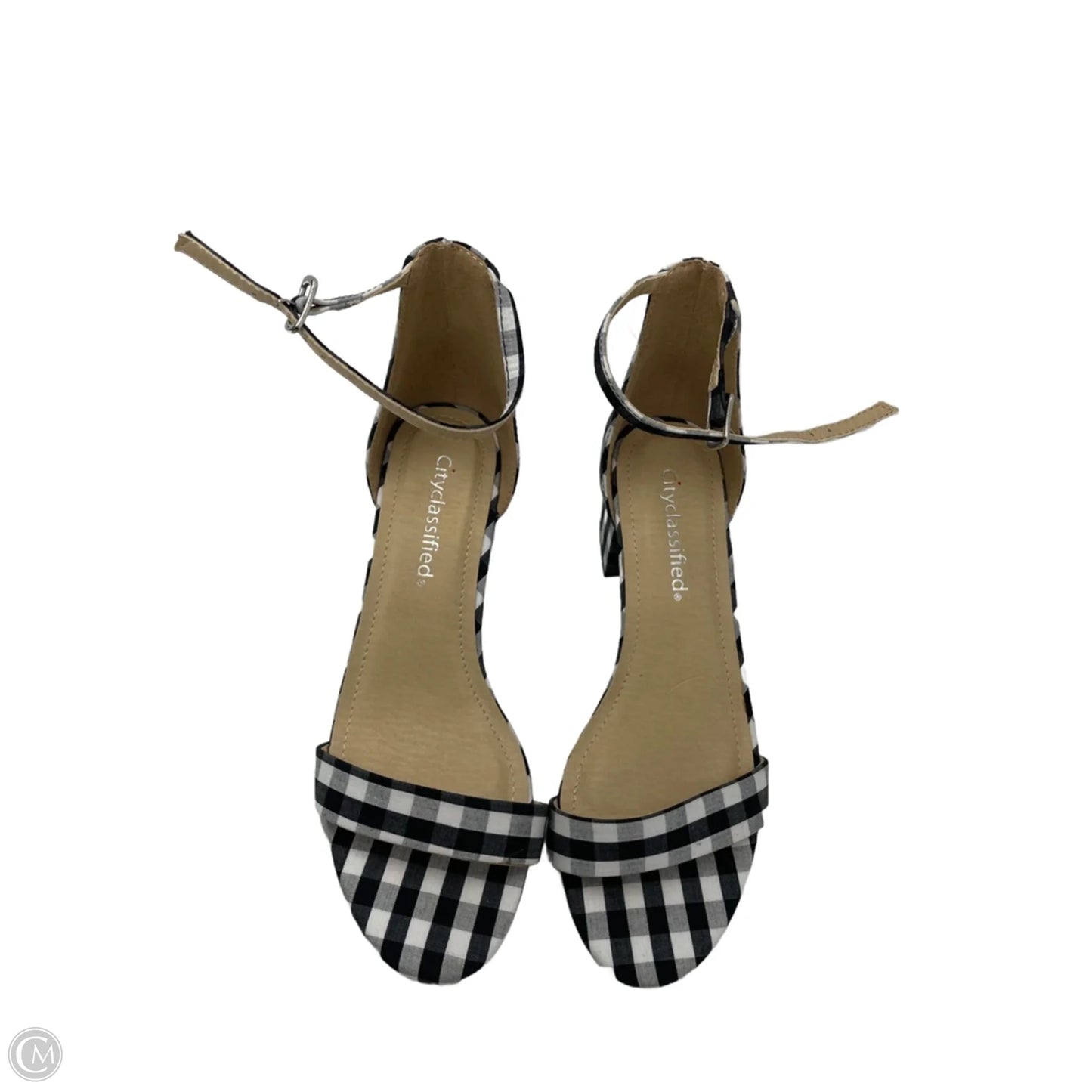 Sandals Heels Block By Clothes Mentor In Checkered Pattern, Size: 6