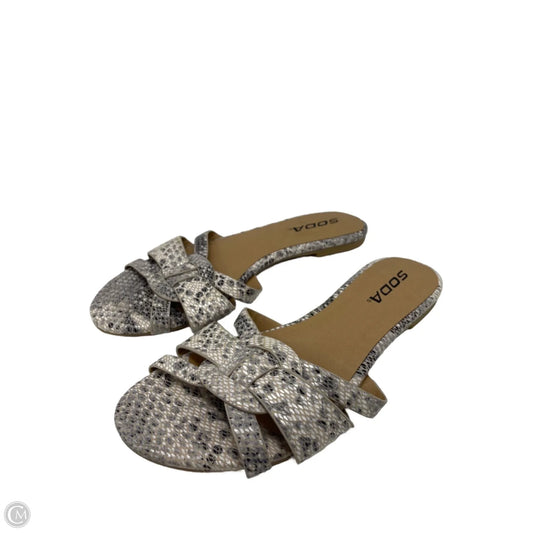 Sandals Flats By Soda In Snakeskin Print, Size: 6