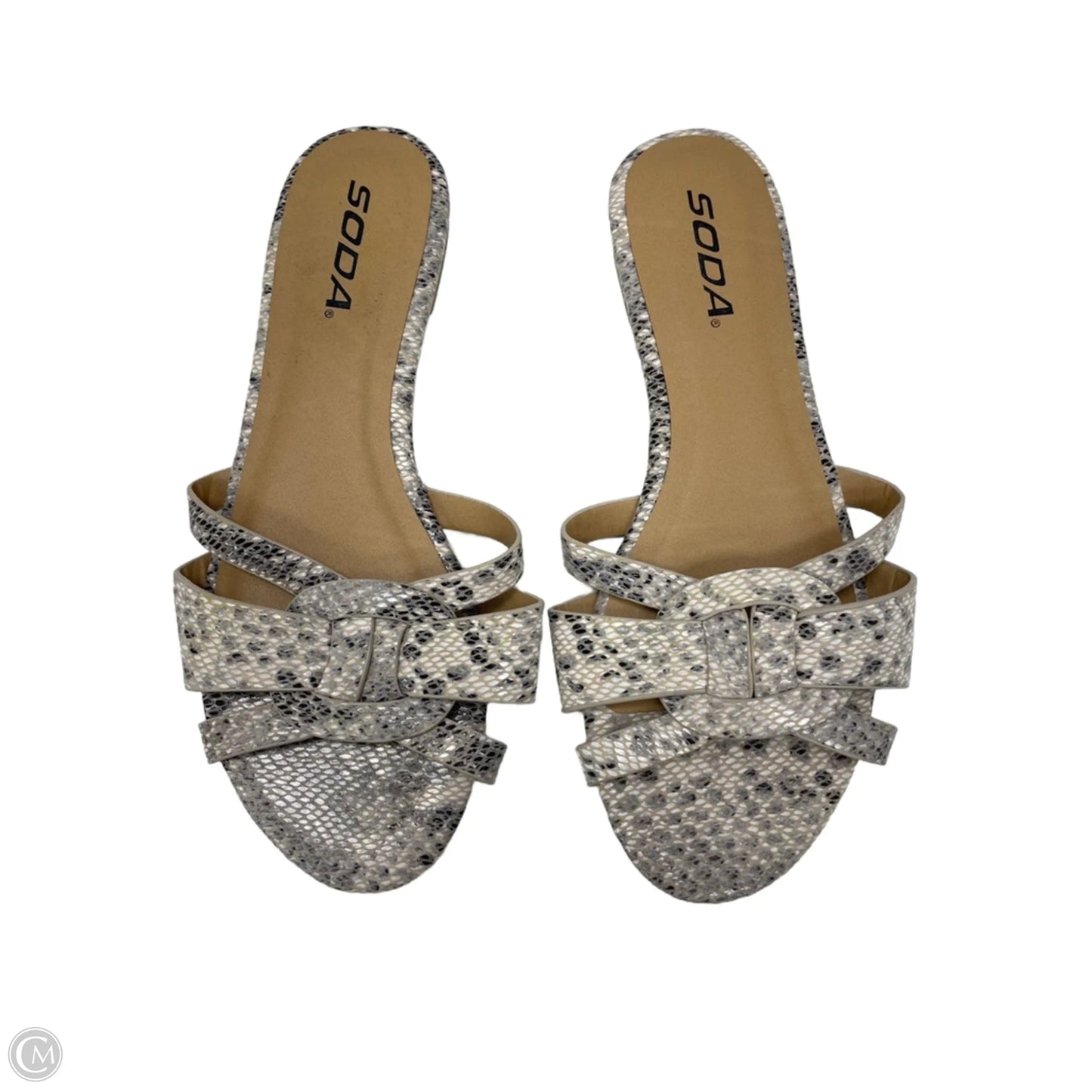 Sandals Flats By Soda In Snakeskin Print, Size: 6