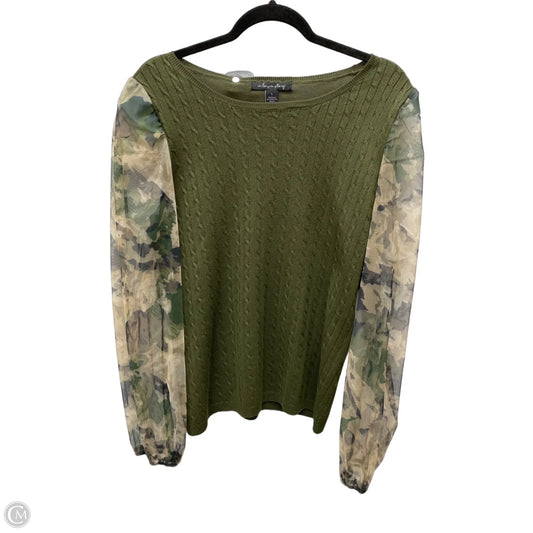 Top Long Sleeve By A Love Story In Green & Tan, Size: L