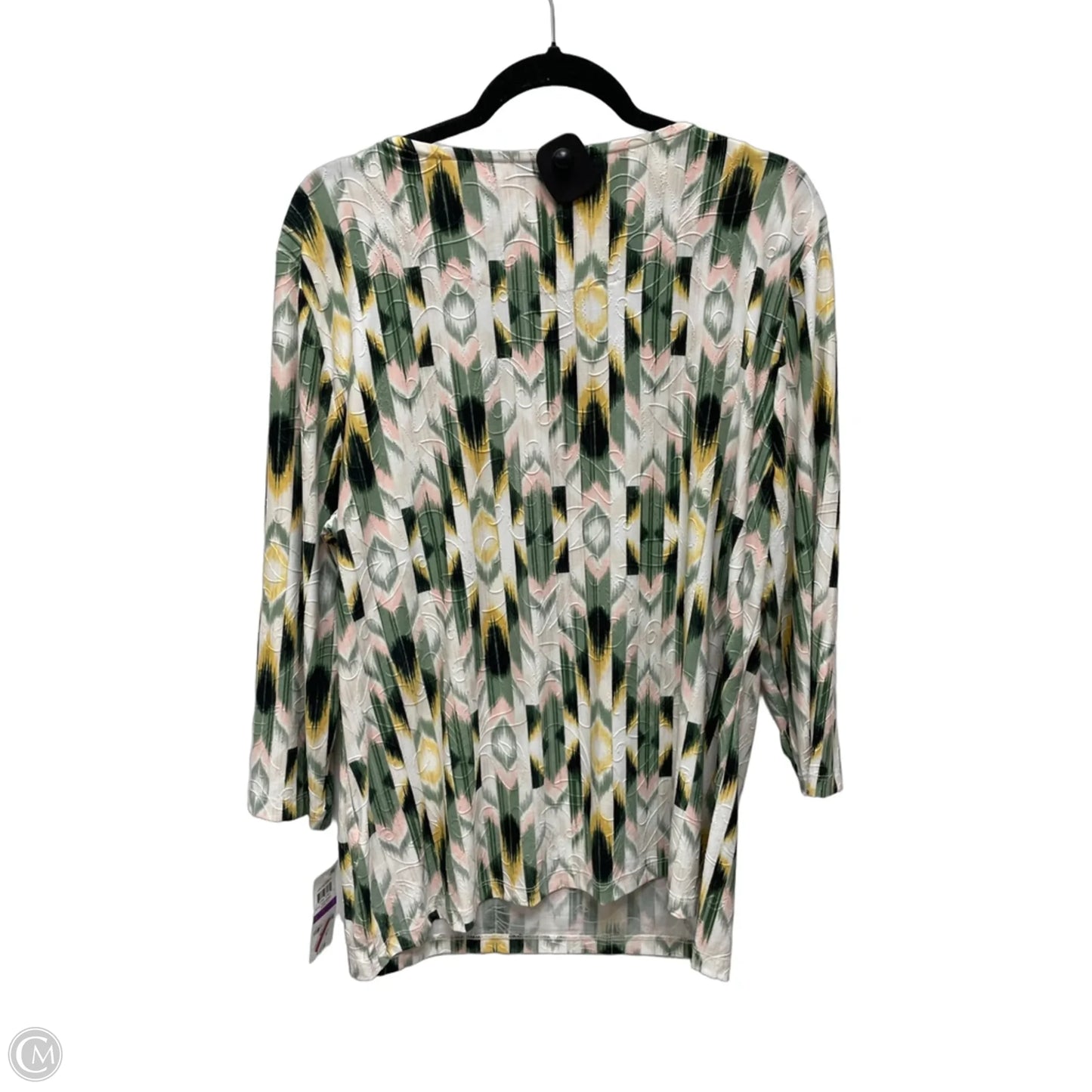 Top Long Sleeve By Jm Collections In Green & Pink, Size: 2x