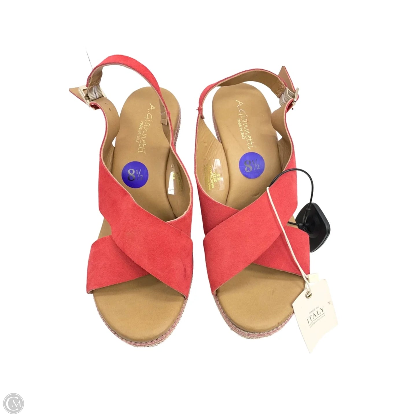 Sandals Heels Wedge By Clothes Mentor In Coral, Size: 8.5