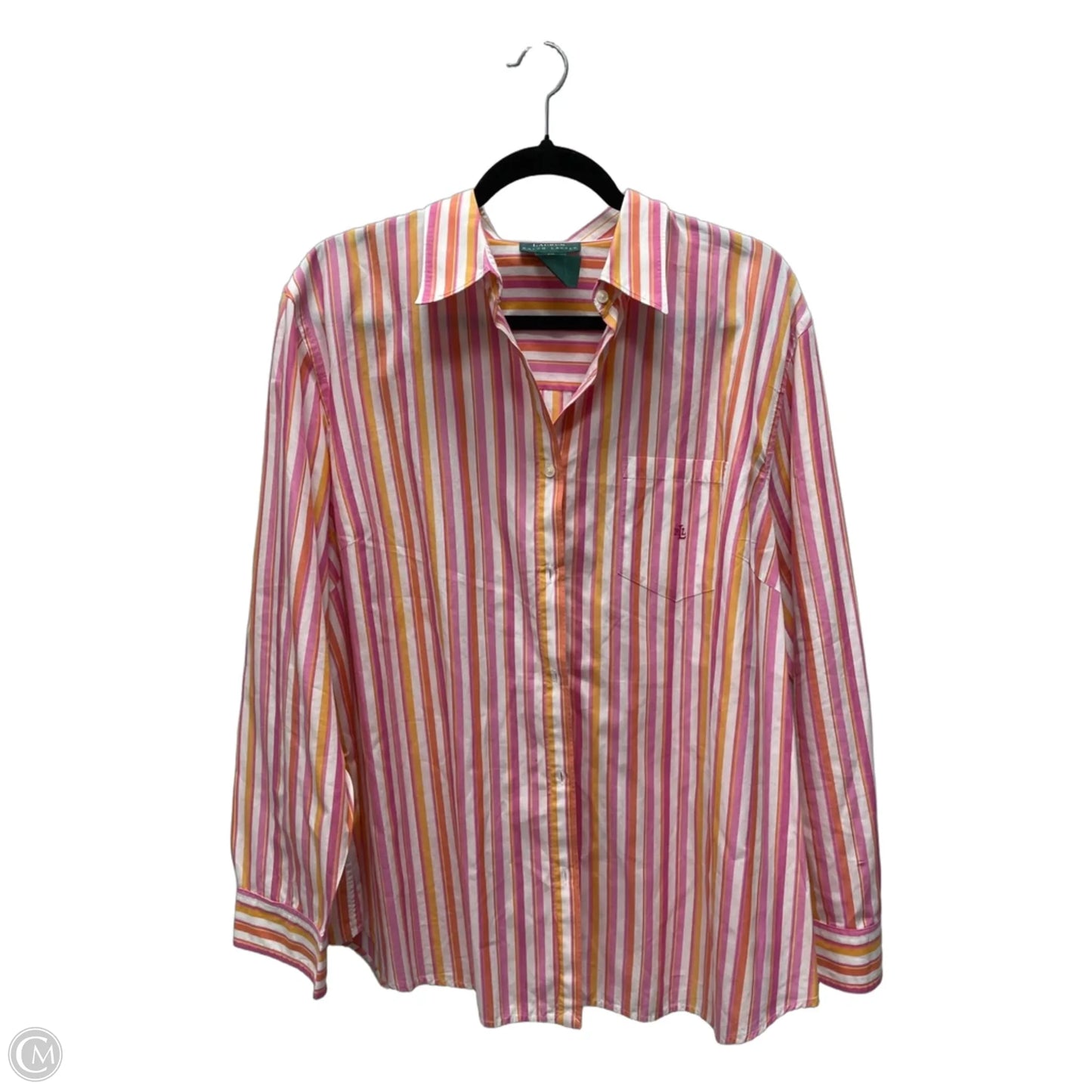 Top Long Sleeve By Lauren By Ralph Lauren In Striped Pattern, Size: 2x